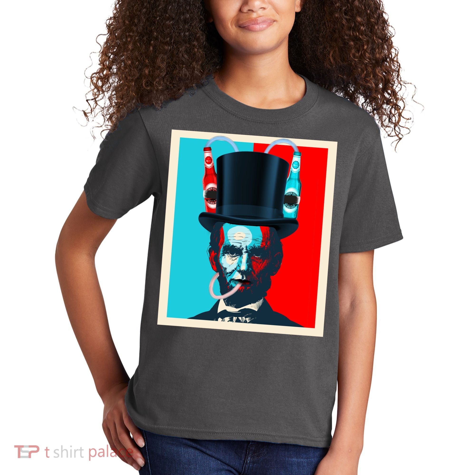 Party With Abe - Abraham Lincoln Drinking Beer Kids T-Shirt