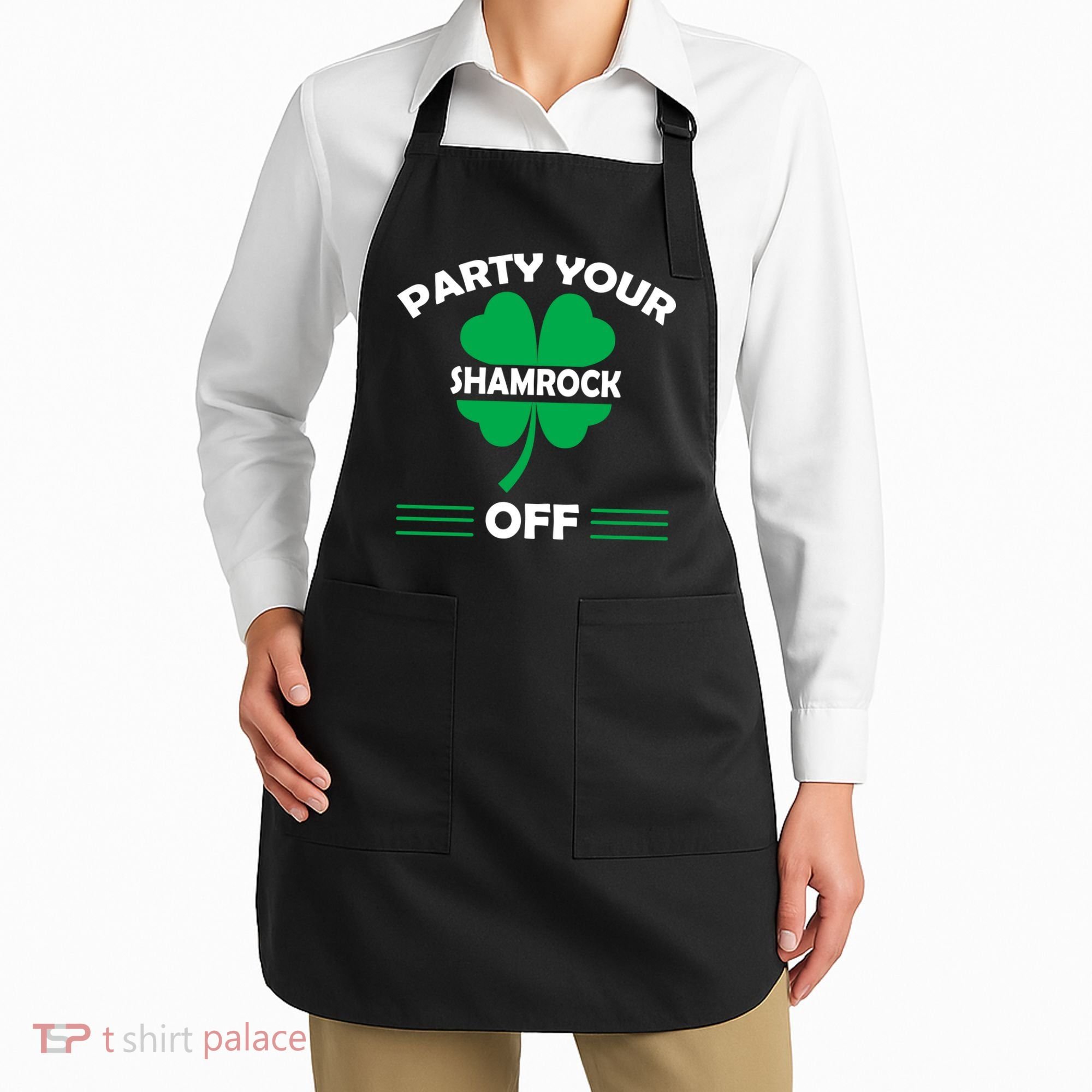 Party Your Shamrock Off Funny Irish Apron
