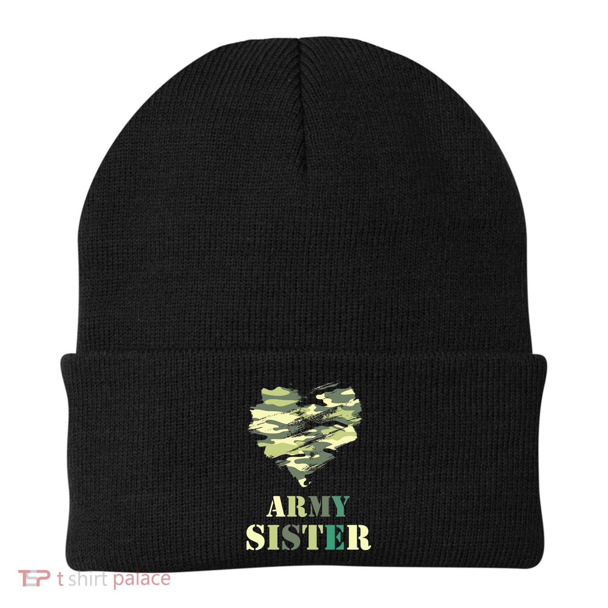Proud Army Sister Funny Giftgreat Gift Camouflage Funny Gift Army Sister Tee Gif Beanie