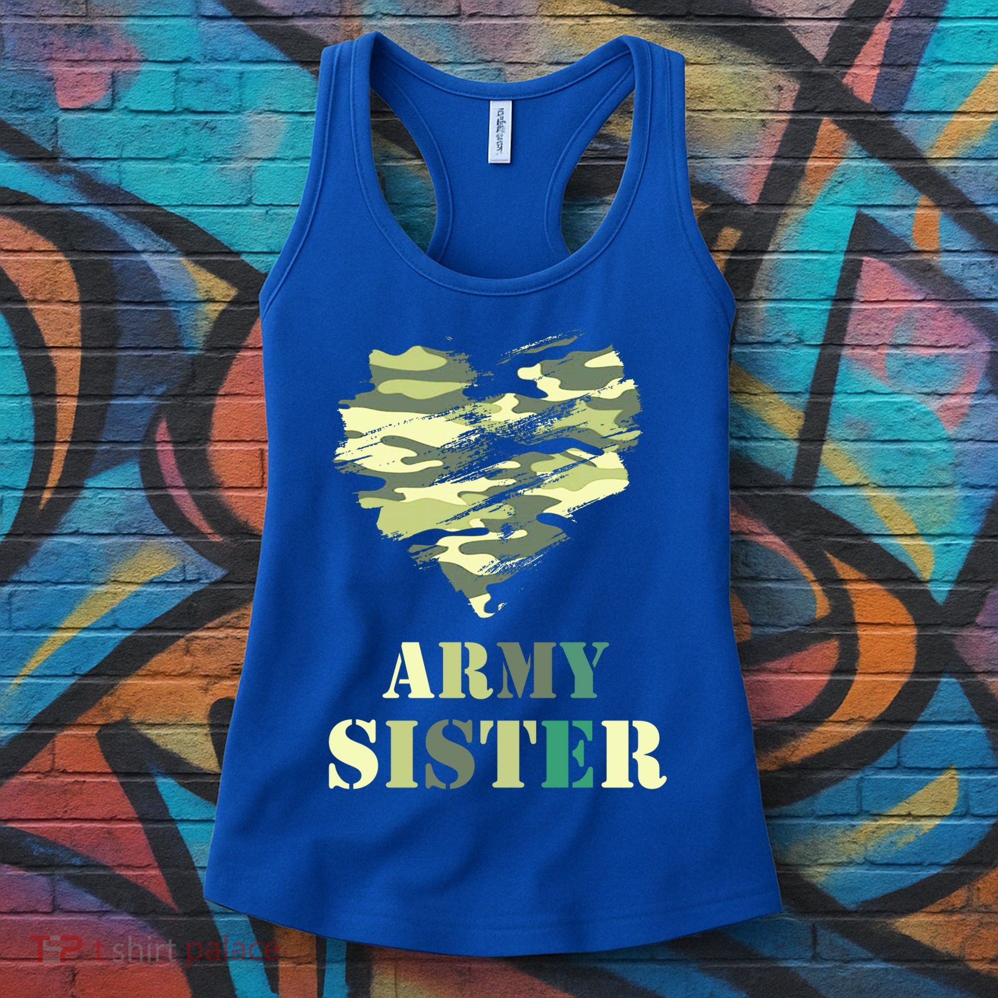 Proud Army Sister Funny Giftgreat Gift Camouflage Funny Gift Army Sister Tee Gif Women's Tank Top