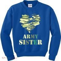 Proud Army Sister Funny Giftgreat Gift Camouflage Funny Gift Army Sister Tee Gif Kids Sweatshirt thumb 0