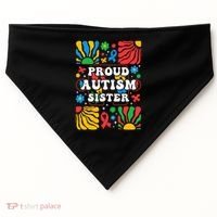 proud autism sister groovy autism warrior sister meaningful gift USA-Made Doggie Bandana thumb 0