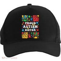 proud autism sister groovy autism warrior sister meaningful gift Five-Panel Snapback Cap thumb 0