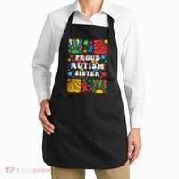 proud autism sister groovy autism warrior sister meaningful gift Apron thumb 2