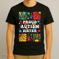 proud autism sister groovy autism warrior sister meaningful gift T-Shirt thumb 3