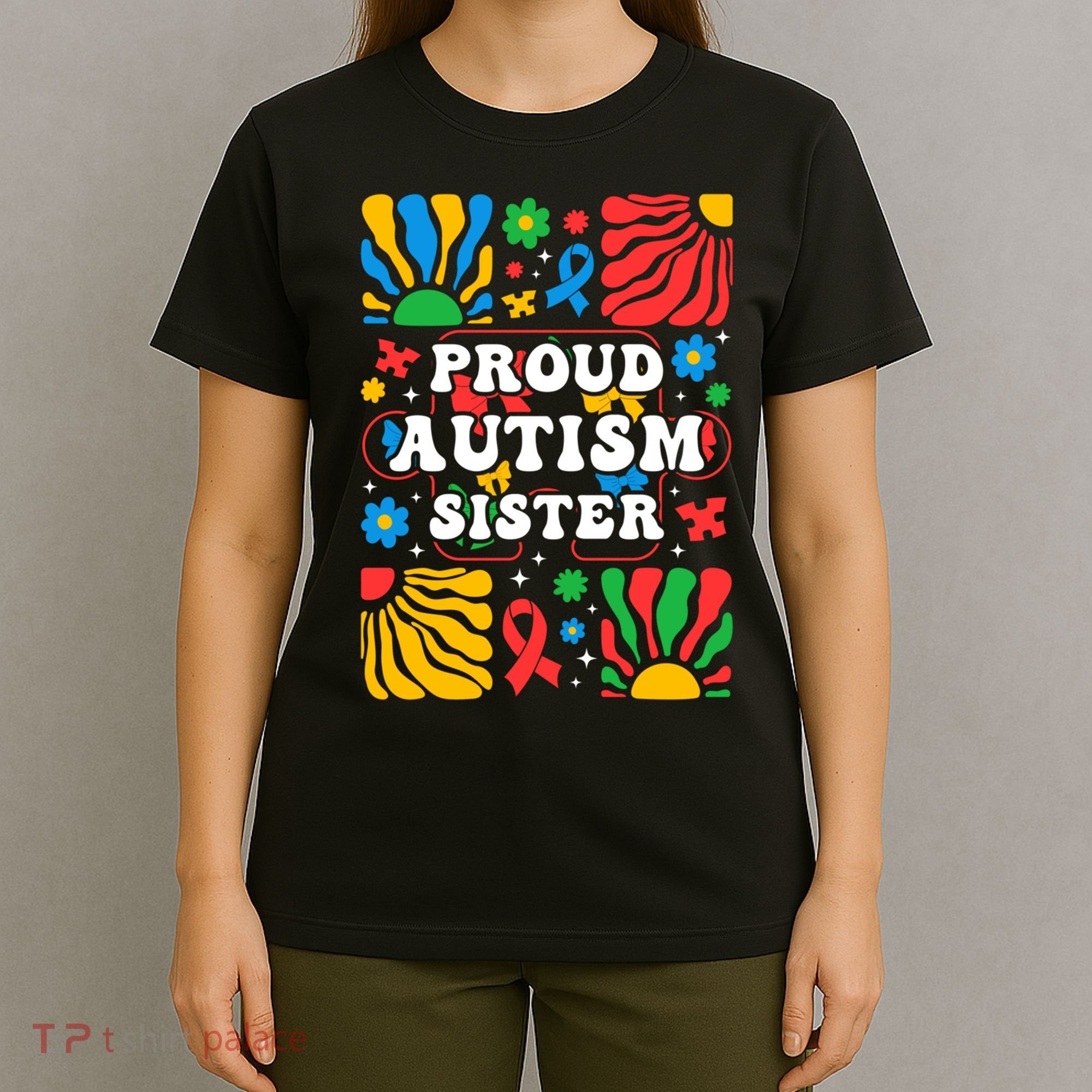 proud autism sister groovy autism warrior sister meaningful gift T-Shirt