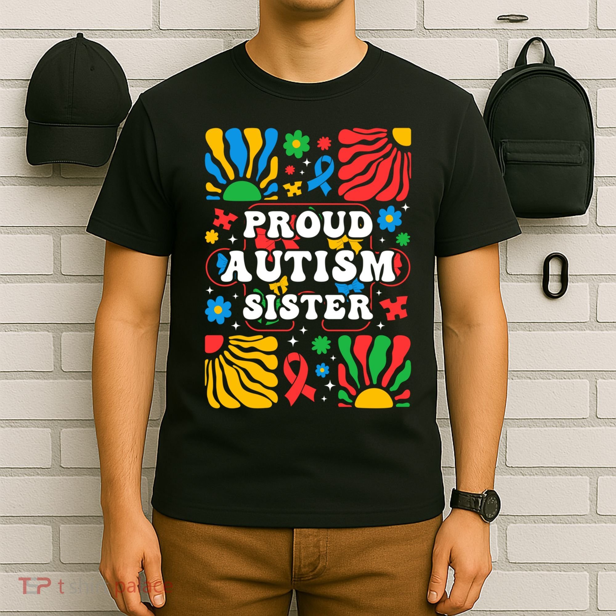 proud autism sister groovy autism warrior sister meaningful gift T-Shirt