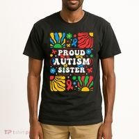 proud autism sister groovy autism warrior sister meaningful gift Tall T-Shirt thumb 2