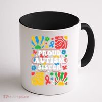 proud autism sister groovy autism warrior sister meaningful gift Coffee Mug thumb 1