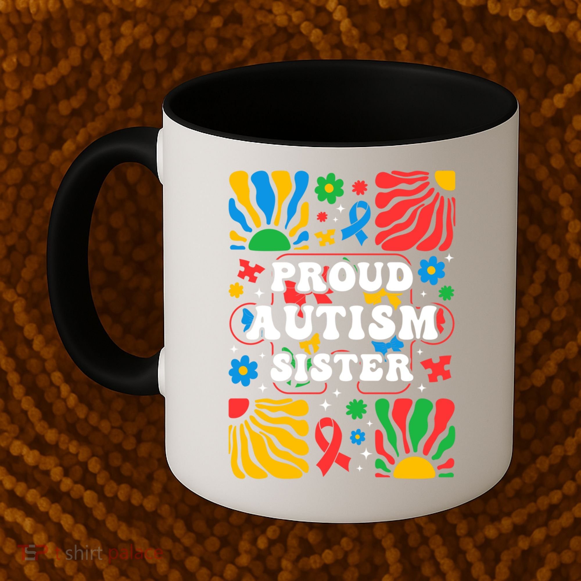proud autism sister groovy autism warrior sister meaningful gift Coffee Mug