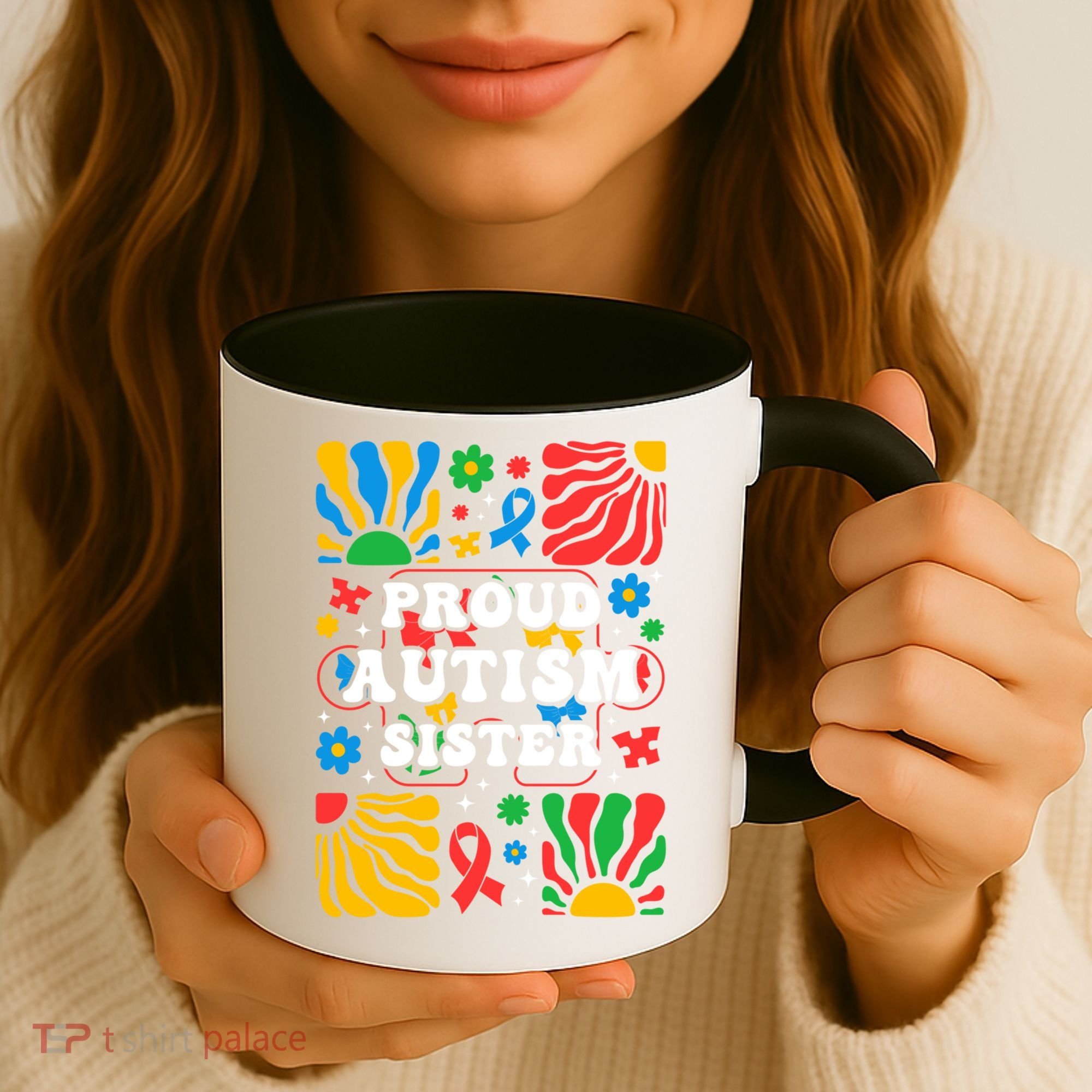 proud autism sister groovy autism warrior sister meaningful gift Coffee Mug