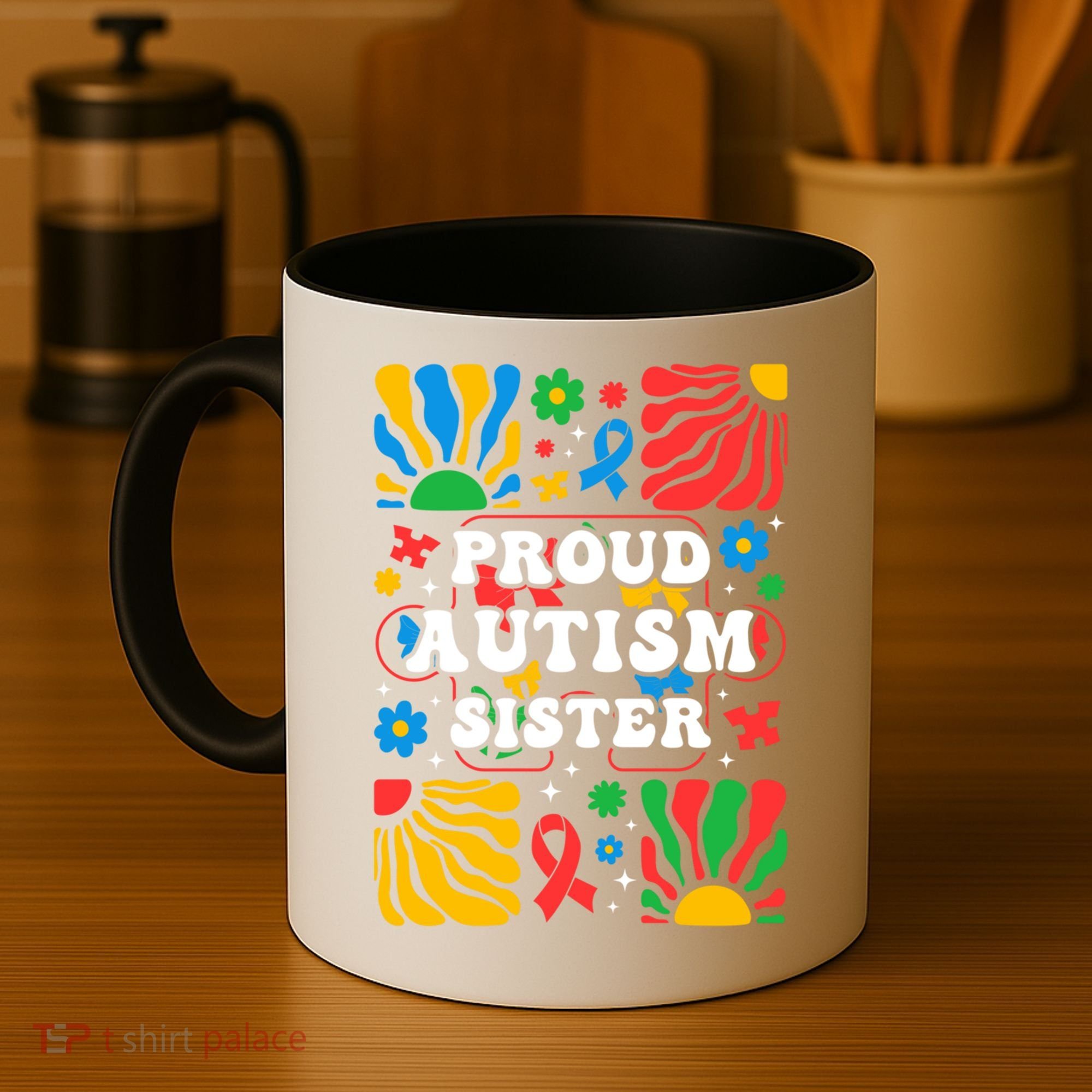 proud autism sister groovy autism warrior sister meaningful gift Coffee Mug