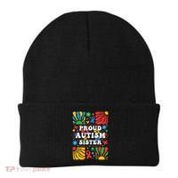proud autism sister groovy autism warrior sister meaningful gift Beanie thumb 0