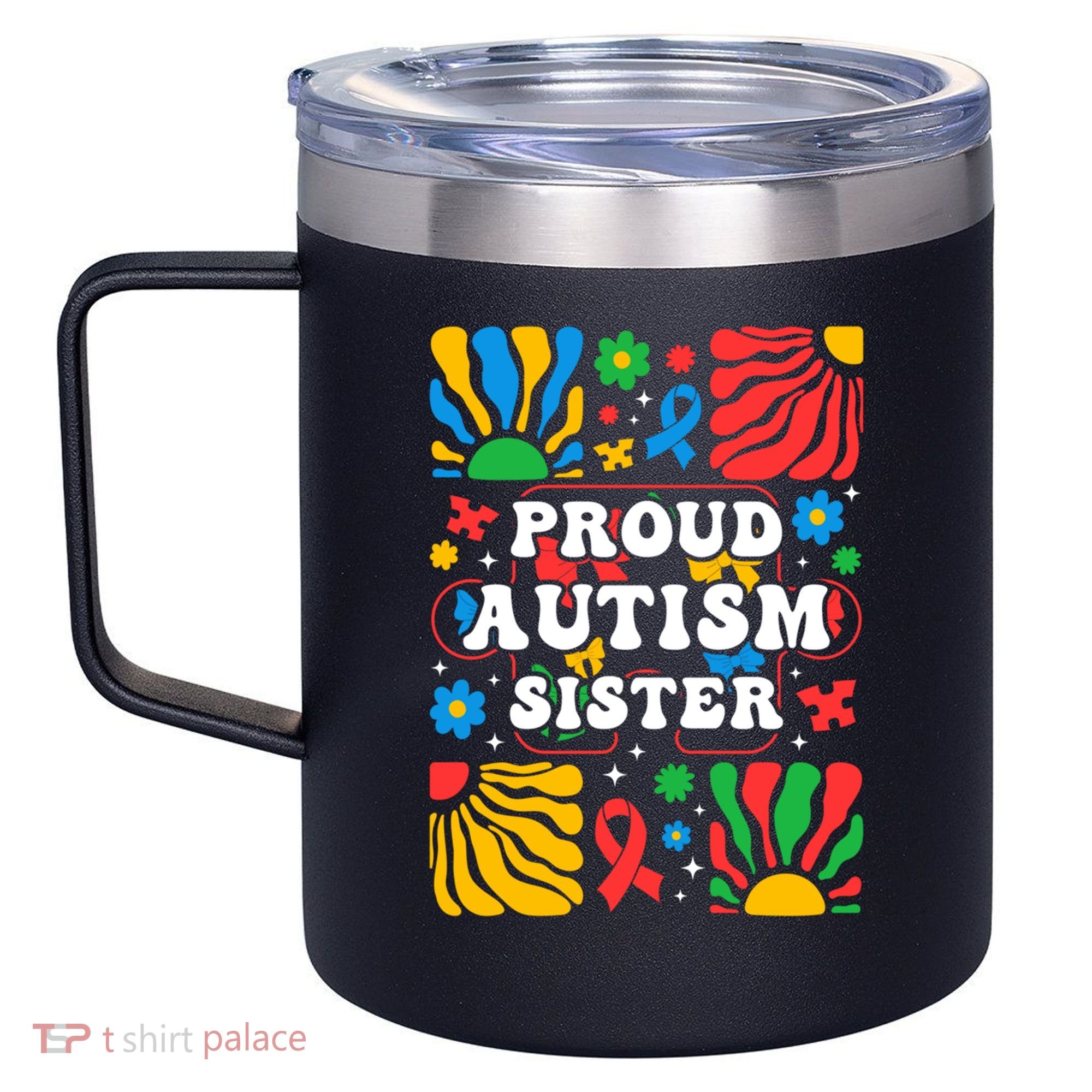 proud autism sister groovy autism warrior sister meaningful gift 12oz Stainless Steel Coffee Mug