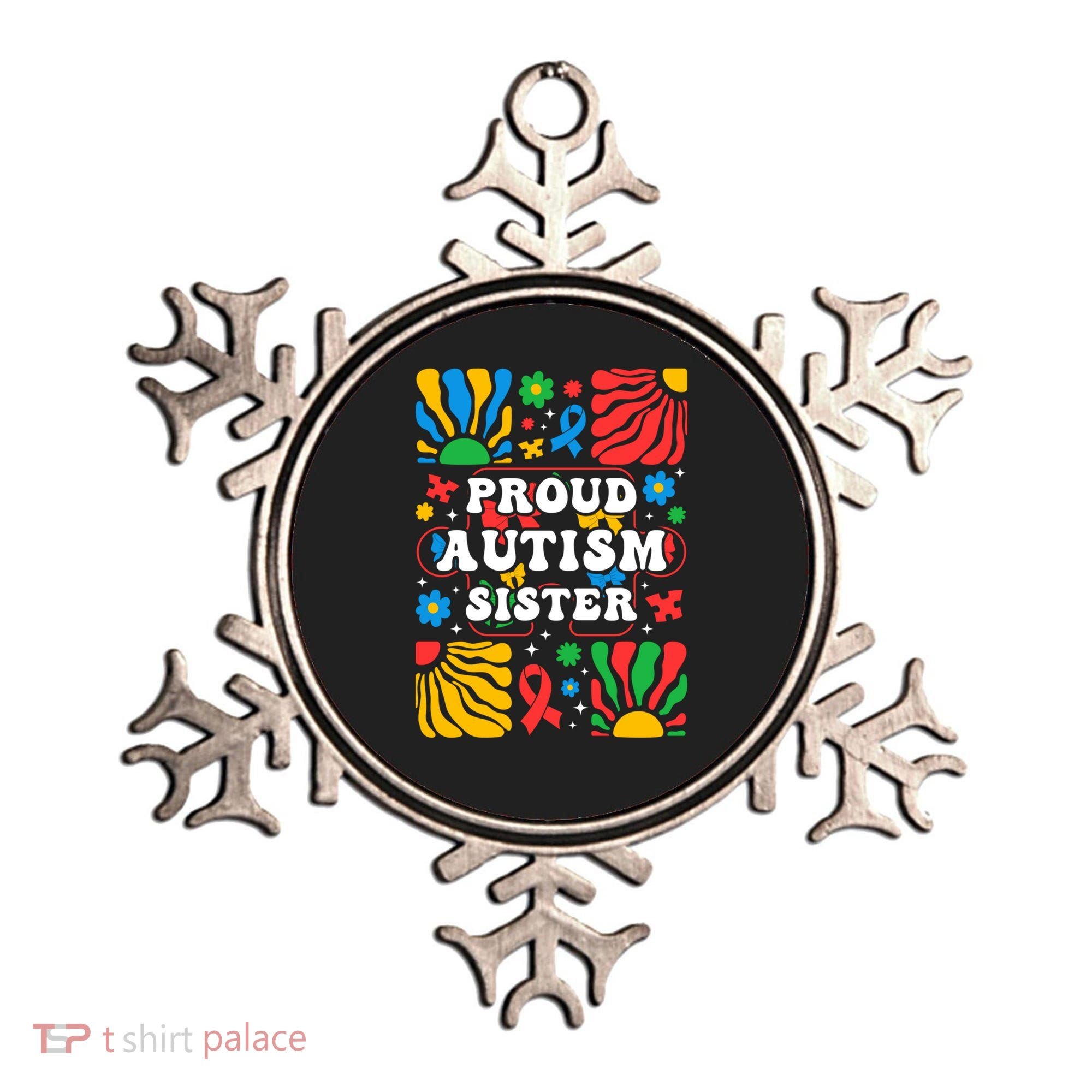 proud autism sister groovy autism warrior sister meaningful gift Ornament