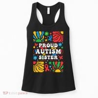 proud autism sister groovy autism warrior sister meaningful gift Women's Tank Top thumb 0