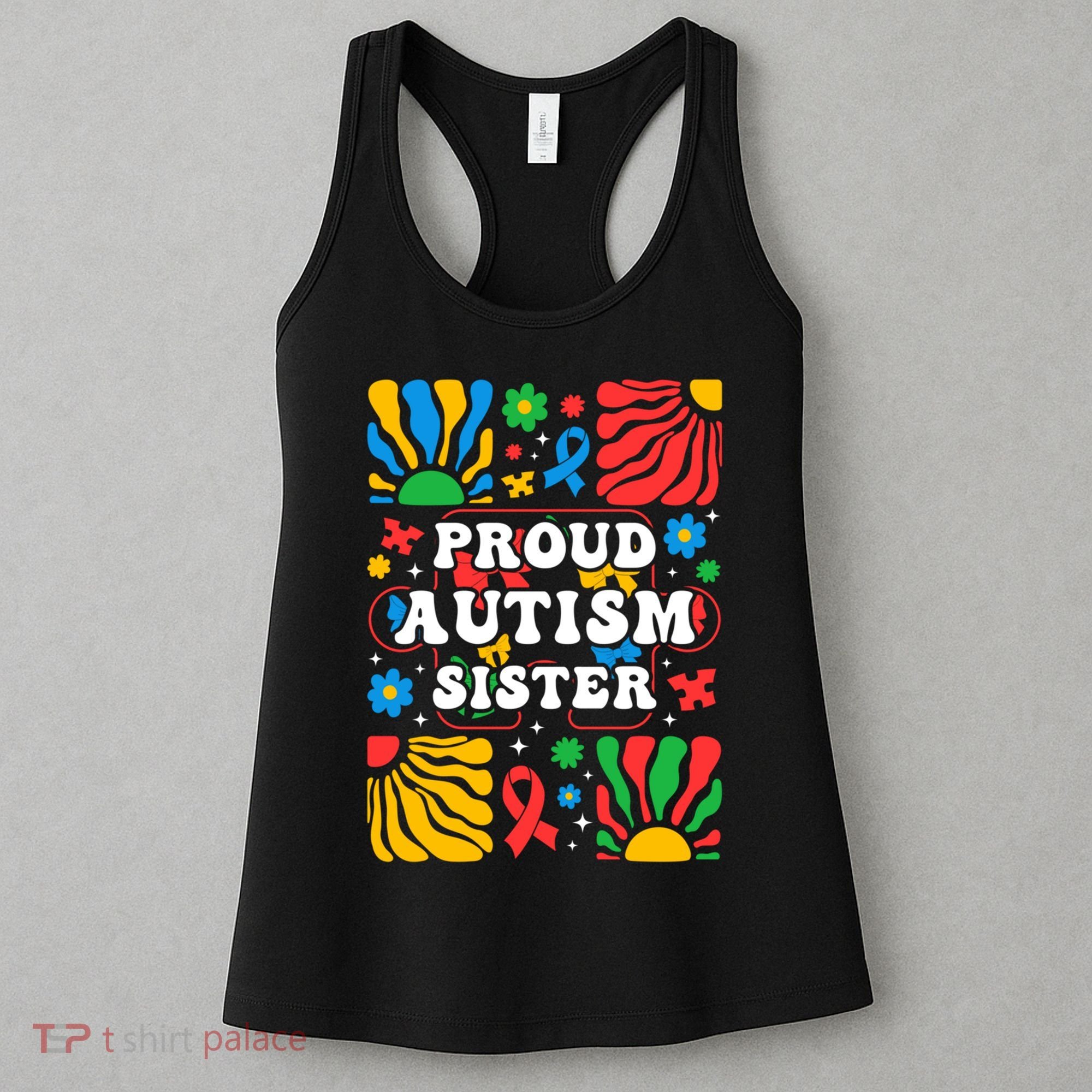 proud autism sister groovy autism warrior sister meaningful gift Women's Tank Top