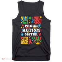 proud autism sister groovy autism warrior sister meaningful gift Tank Top thumb 0