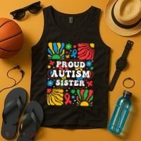 proud autism sister groovy autism warrior sister meaningful gift Tank Top thumb 4