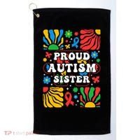 proud autism sister groovy autism warrior sister meaningful gift Golf Towel thumb 0