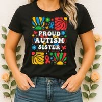 proud autism sister groovy autism warrior sister meaningful gift Women's T-Shirt thumb 2