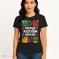 proud autism sister groovy autism warrior sister meaningful gift Women's T-Shirt thumb 4