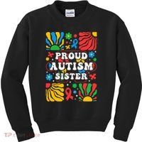 proud autism sister groovy autism warrior sister meaningful gift Kids Sweatshirt thumb 0