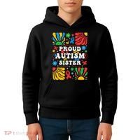 proud autism sister groovy autism warrior sister meaningful gift Kids Hoodie thumb 4