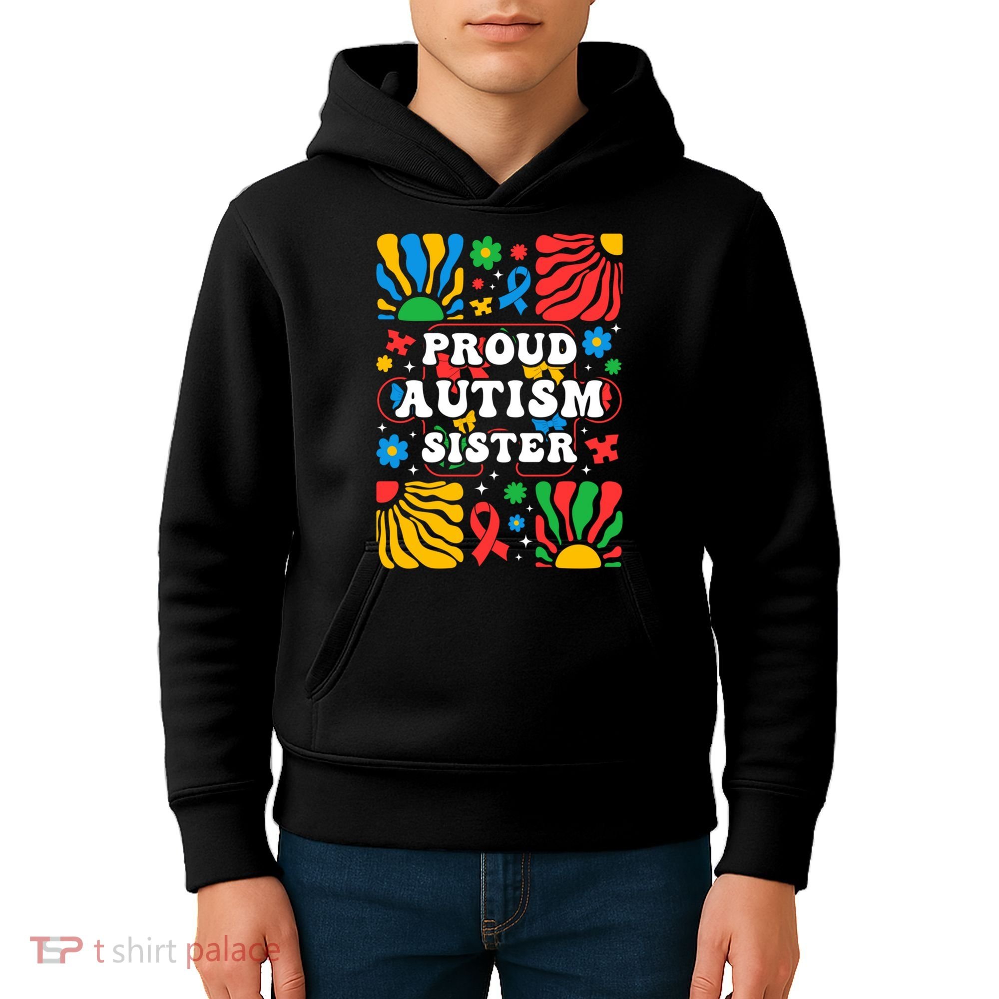 proud autism sister groovy autism warrior sister meaningful gift Kids Hoodie