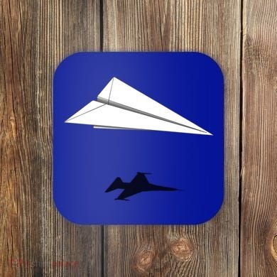 Paper Airplane Shadow Fgift16 Fighting Falcon Gift Coaster