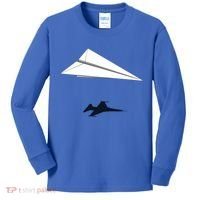Paper Airplane Shadow Fgift16 Fighting Falcon Gift Kids Long Sleeve Shirt thumb 0