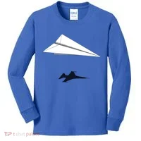 Paper Airplane Shadow Fgift16 Fighting Falcon Gift Kids Long Sleeve Shirt thumb 0