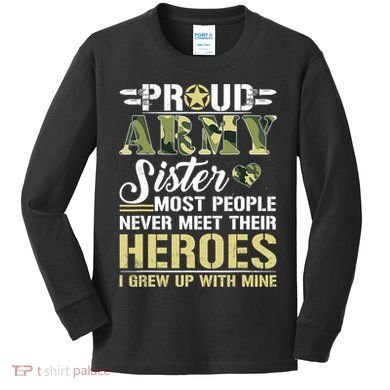 Proud Army Sister Kids Long Sleeve Shirt
