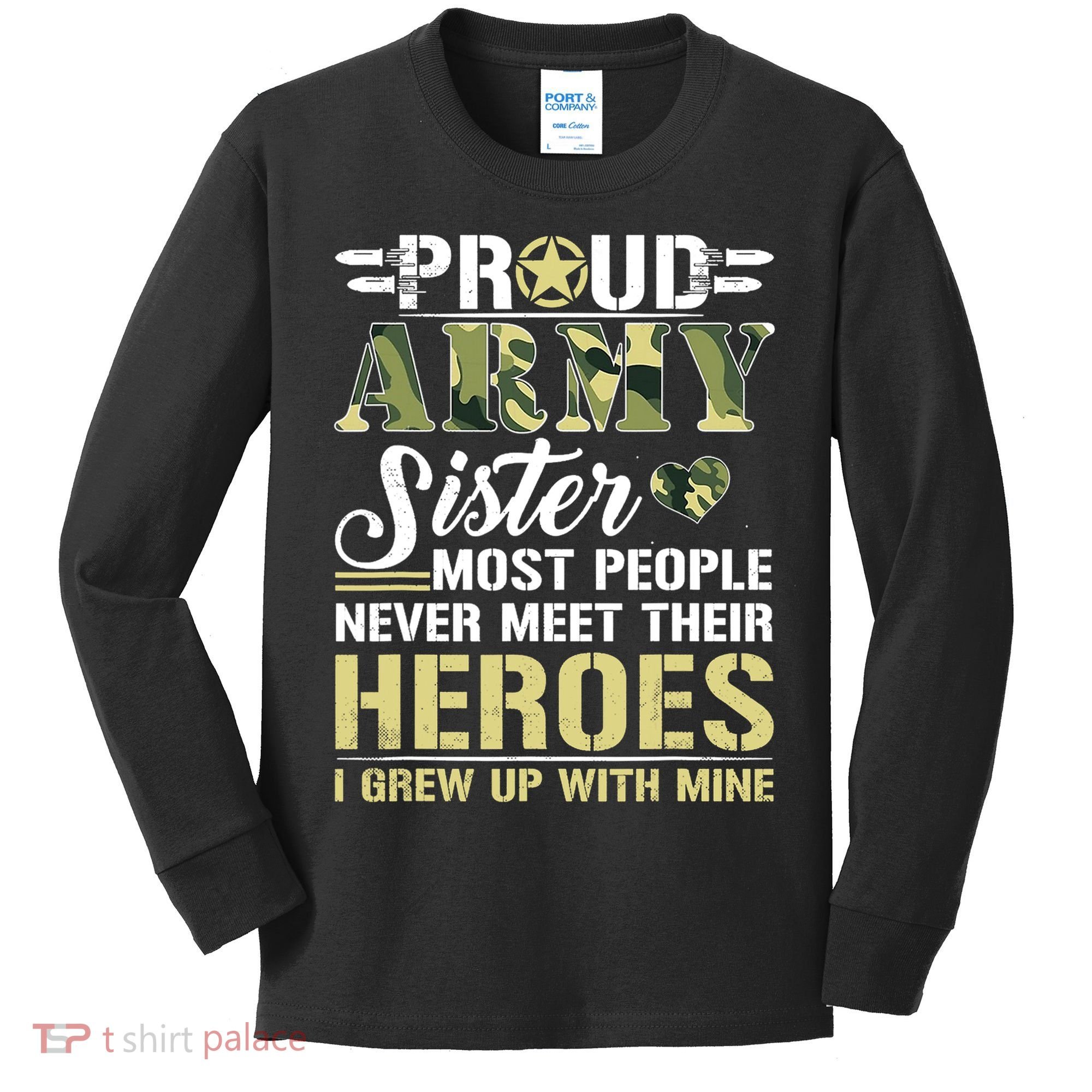 Proud Army Sister Kids Long Sleeve Shirt