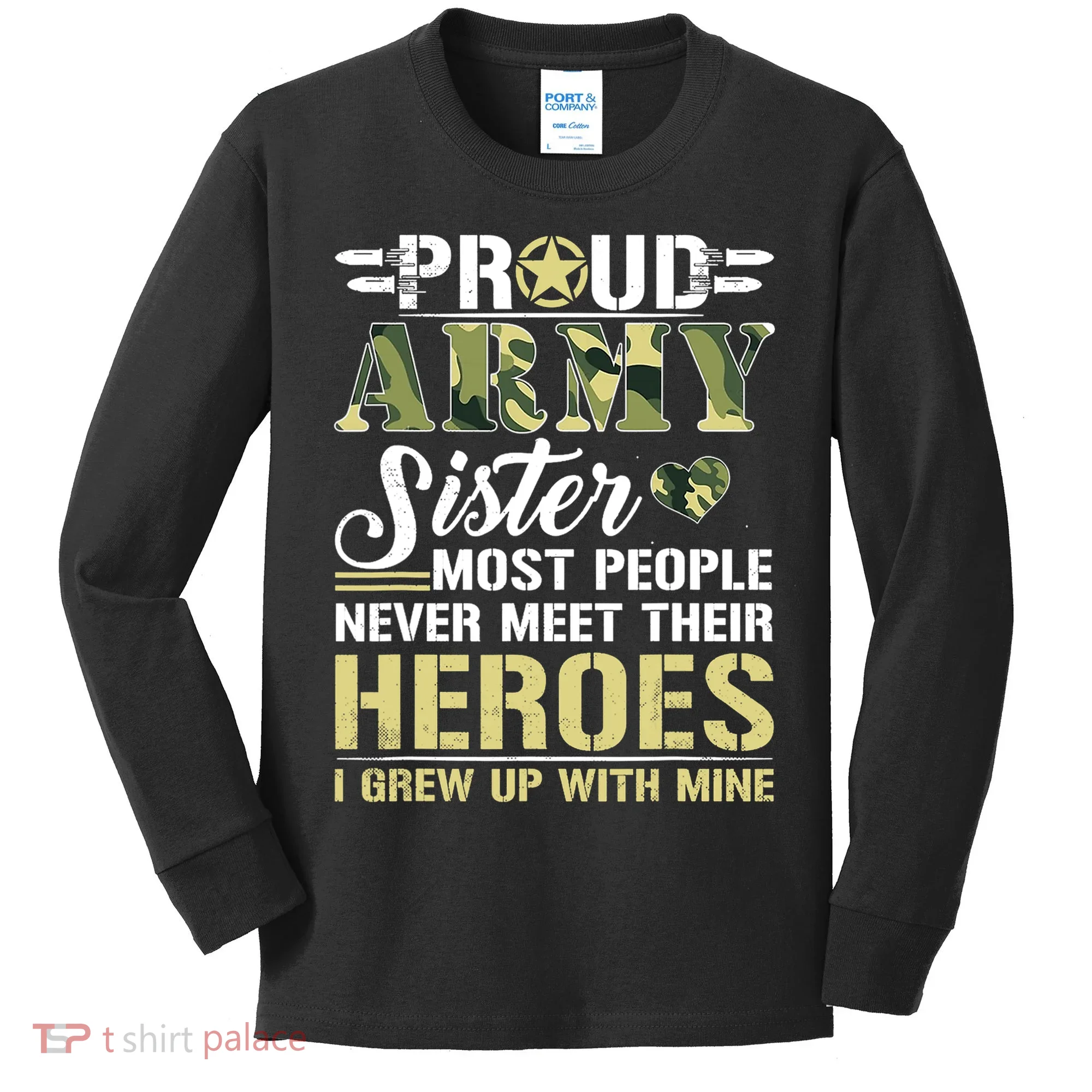 Proud Army Sister Kids Long Sleeve Shirt