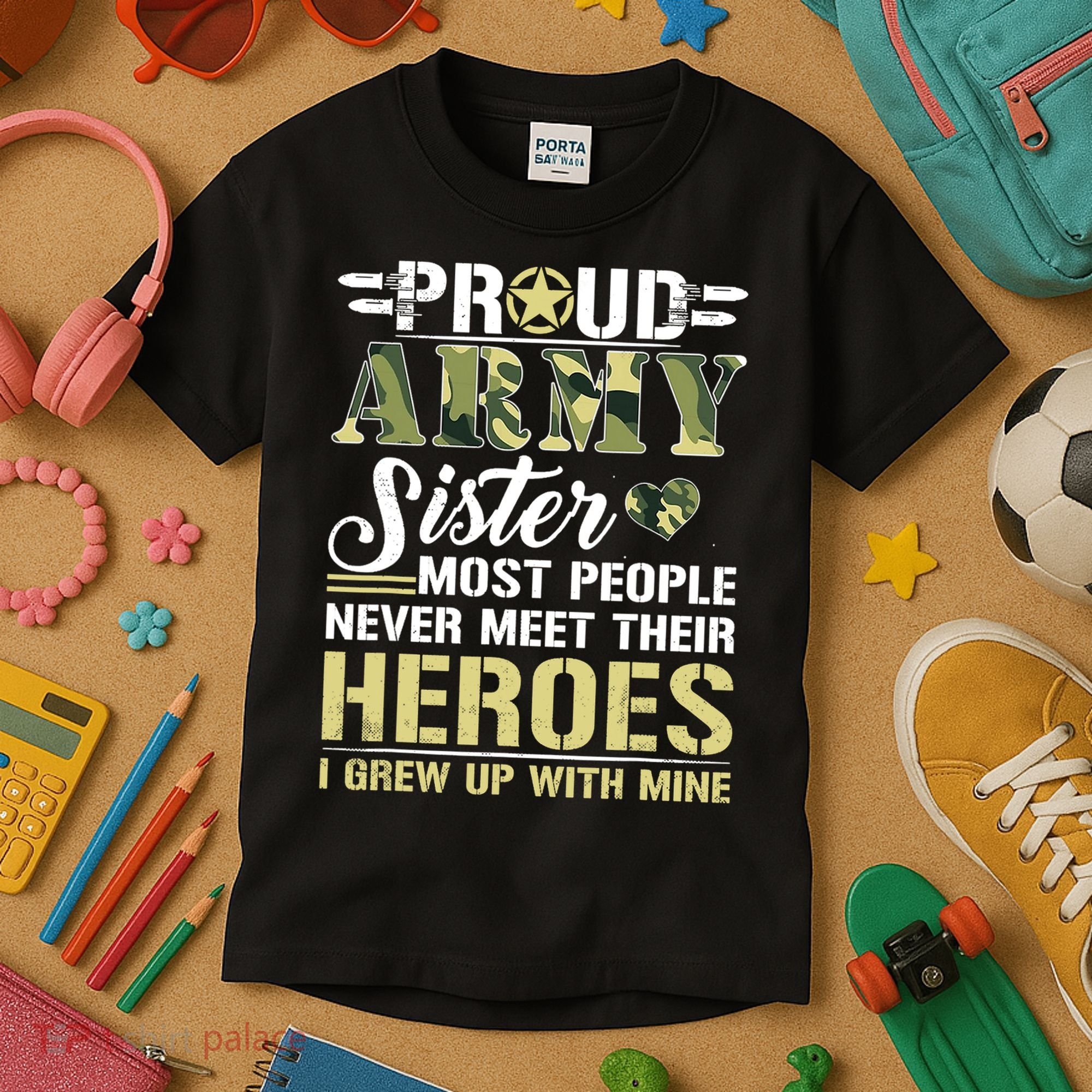 Proud Army Sister Kids T-Shirt