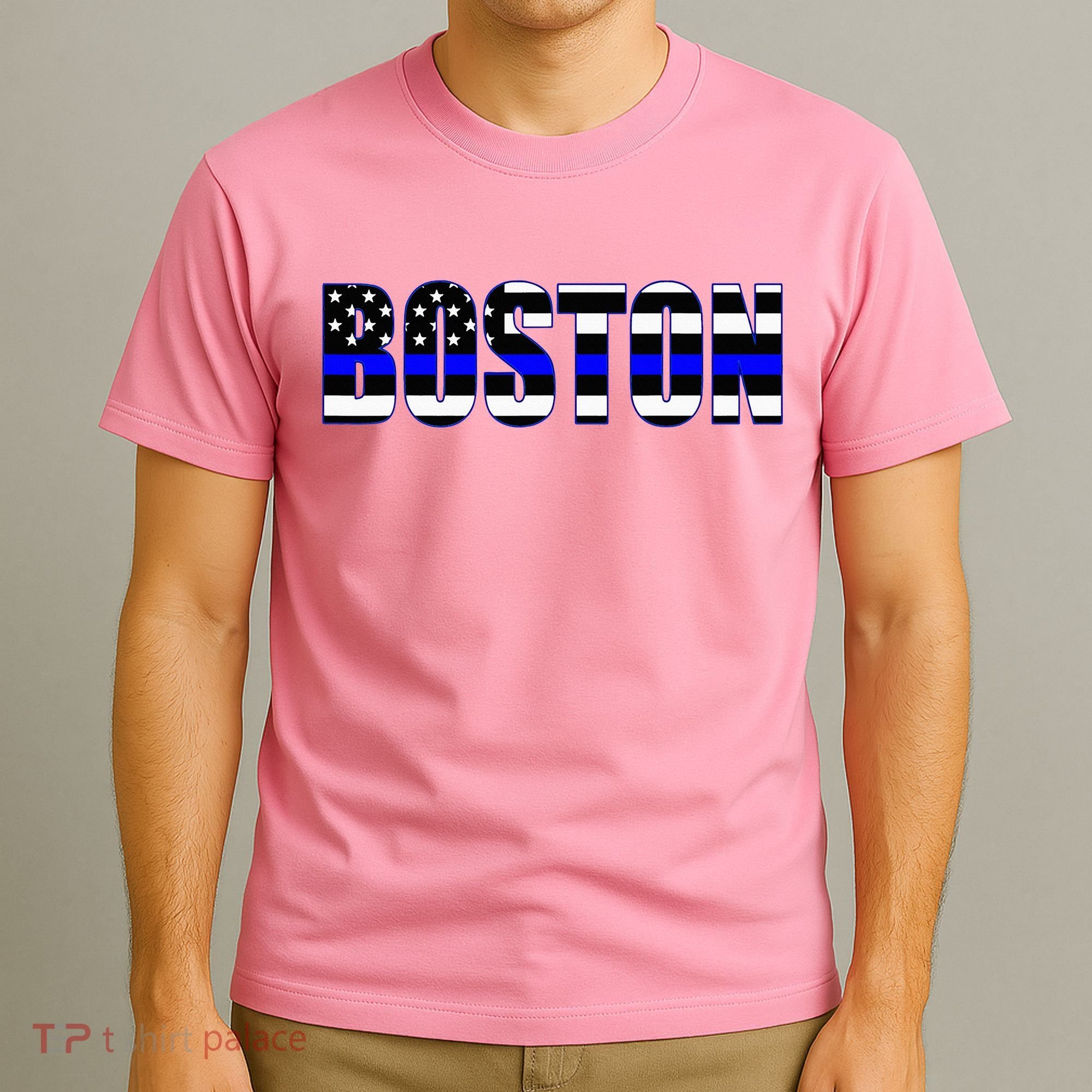 Protect And Serve In Boston Police Flag Pd T-Shirt