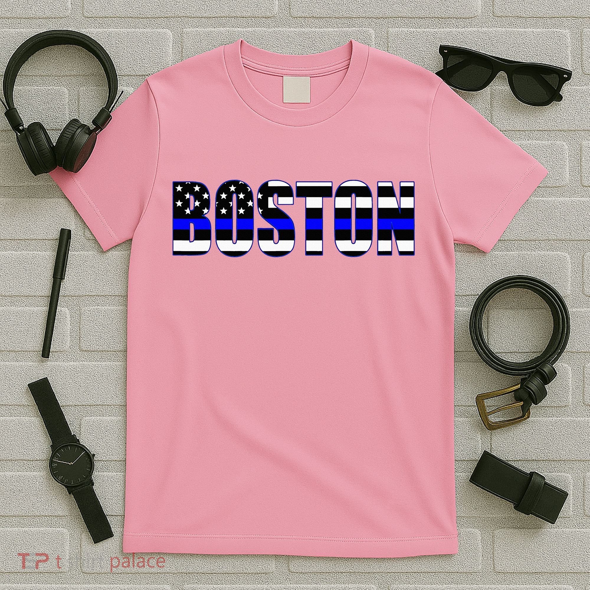 Protect And Serve In Boston Police Flag Pd T-Shirt