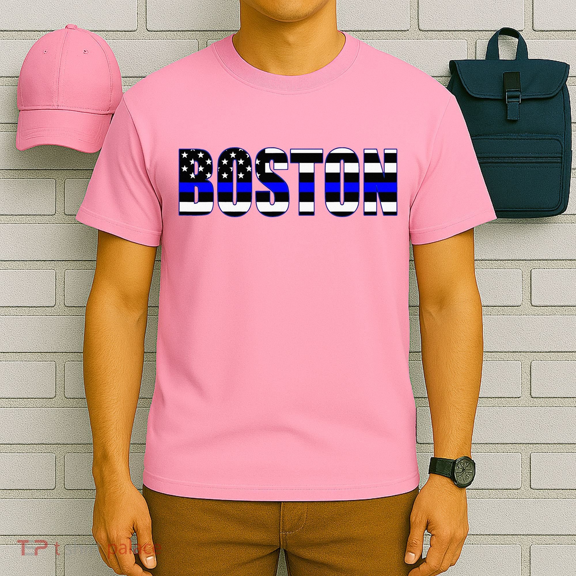 Protect And Serve In Boston Police Flag Pd T-Shirt