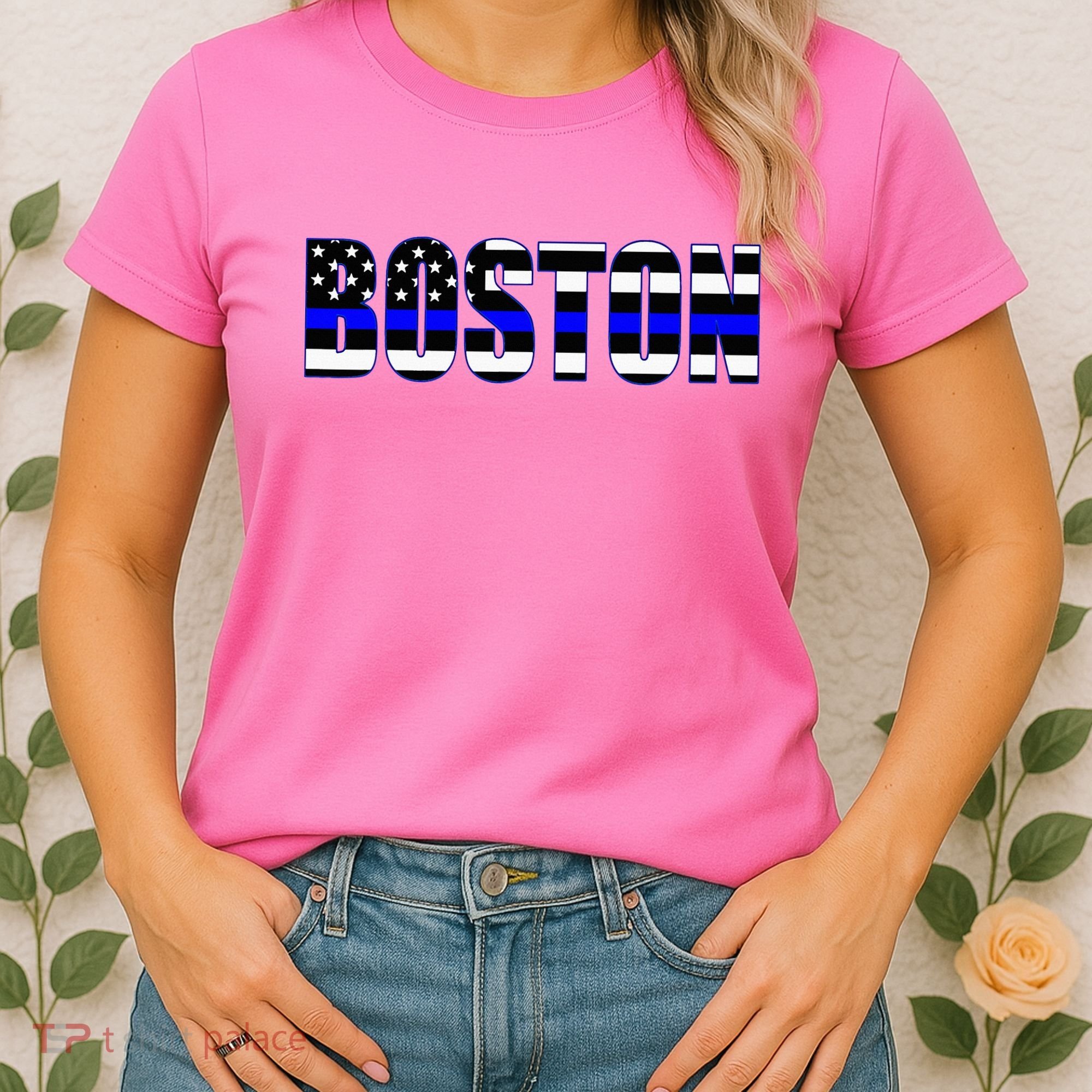 Protect And Serve In Boston Police Flag Pd Women's T-Shirt