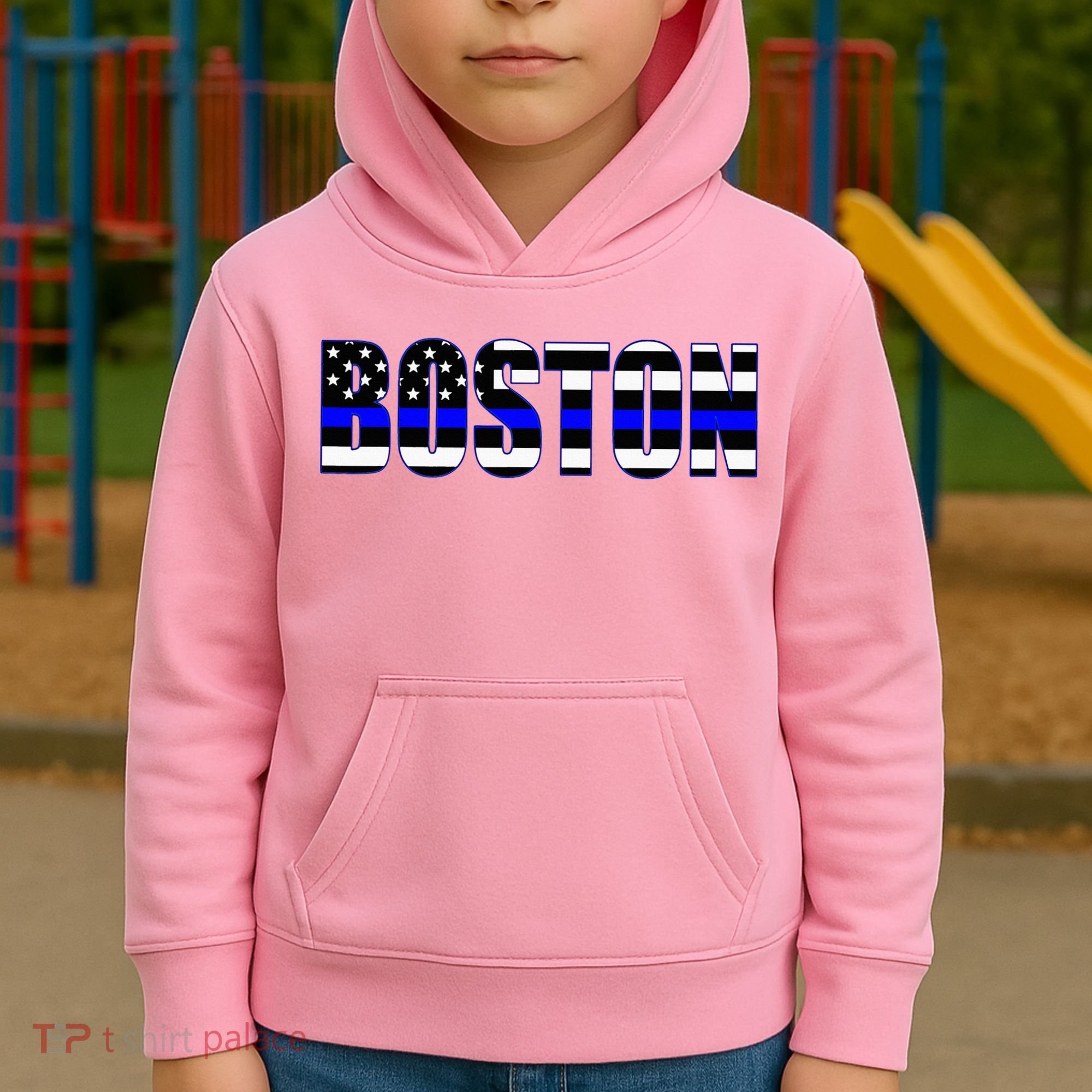 Protect And Serve In Boston Police Flag Pd Kids Hoodie