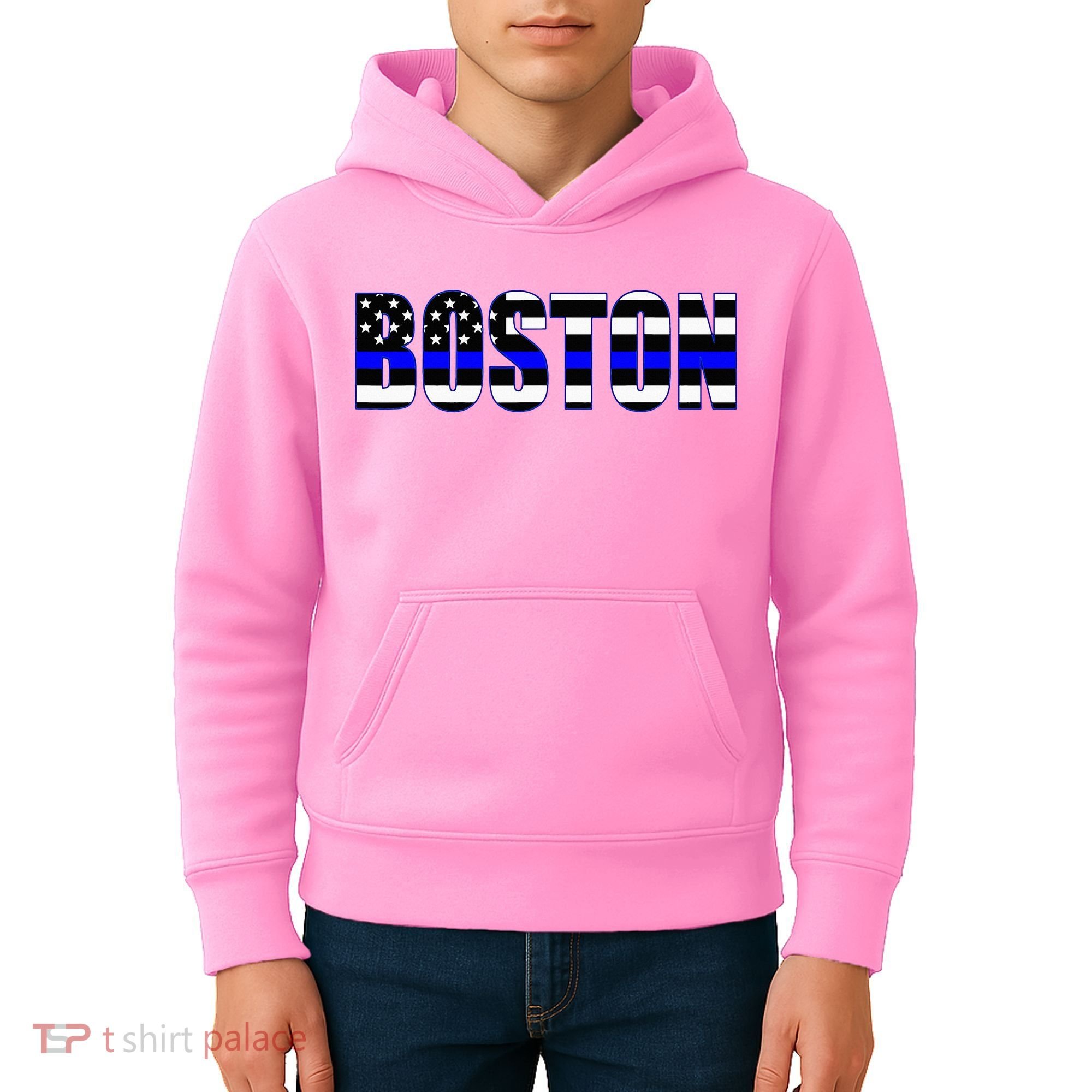 Protect And Serve In Boston Police Flag Pd Kids Hoodie