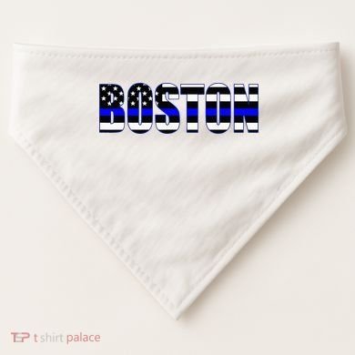 Protect And Serve In Boston Police Flag Pd USA-Made Doggie Bandana