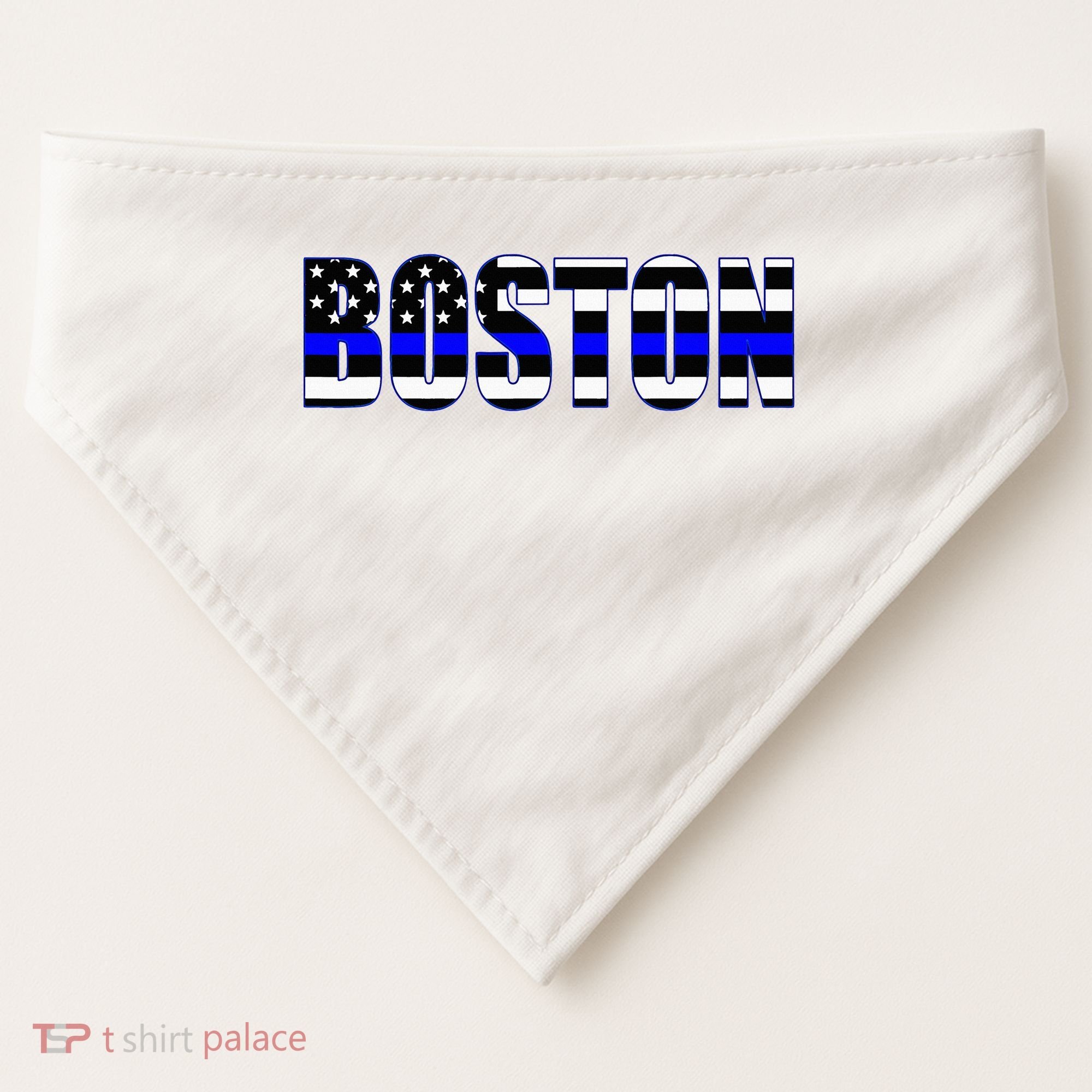 Protect And Serve In Boston Police Flag Pd USA-Made Doggie Bandana