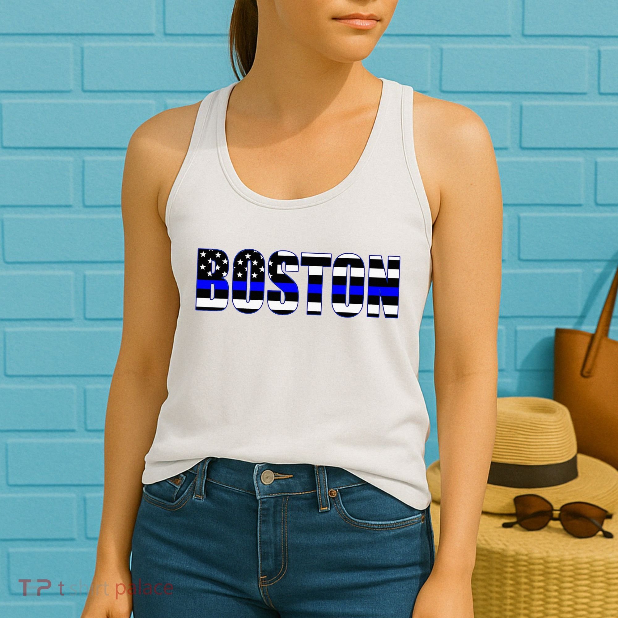 Protect And Serve In Boston Police Flag Pd Women's Tank Top