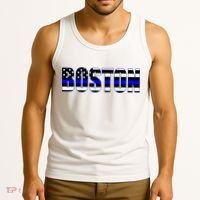 Protect And Serve In Boston Police Flag Pd Tank Top thumb 3