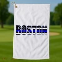 Protect And Serve In Boston Police Flag Pd Golf Towel thumb 1
