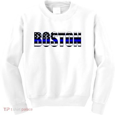 Protect And Serve In Boston Police Flag Pd Kids Sweatshirt