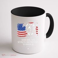 Proud American Staffordshire Terrier Dad American Flag Dog Coffee Mug thumb 1