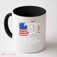 Proud American Staffordshire Terrier Dad American Flag Dog Coffee Mug thumb 0